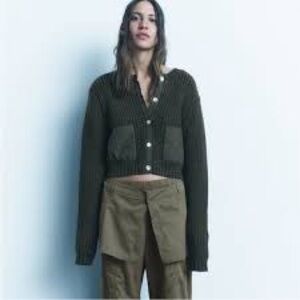 Zara Chunky Green Cardigan Jacket